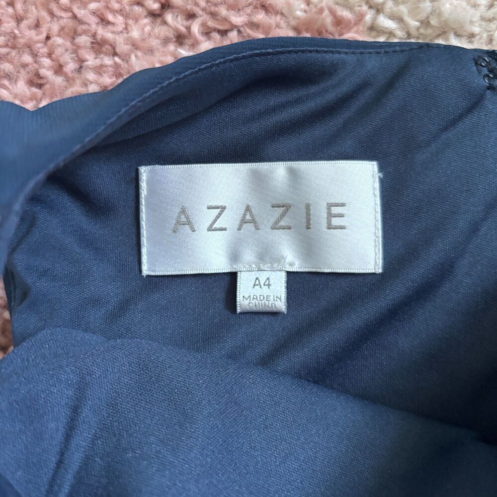 Azazie Anitta Dark Navy Jumpsuit/Pantsuit Pleated Stretch Crepe Dress Sz 4 NWT - Picture 8 of 12